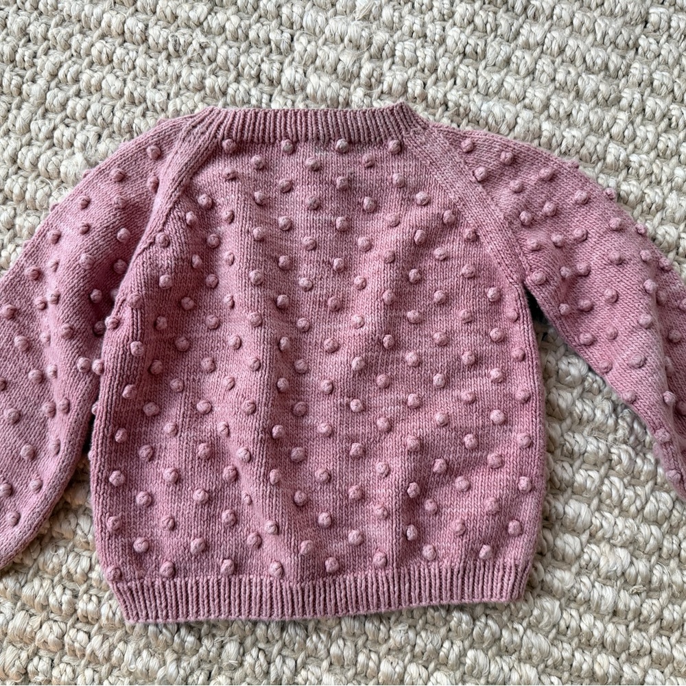 Misha and Puff Girls' Pink Popcorn Cardigan Sweater- 3-4Y - Picture 6 of 6